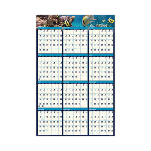 Earthscapes Recycled Reversible/erasable Yearly Wall Calendar, Sea Life Photos, 24 X 37, White Sheets, 12-month(jan-dec):2023