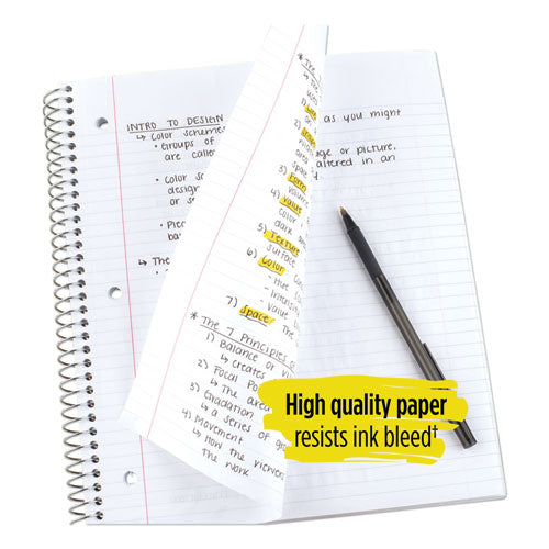 Wirebound Notebook With Two Pockets, 1-subject, Medium/college Rule, Randomly Assorted Cover Color, (100) 11 X 8.5 Sheets