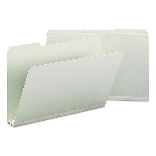 Expanding Recycled Heavy Pressboard Folders, 1/3-cut Tabs: Assorted, Legal Size, 2" Expansion, Gray-green, 25/box