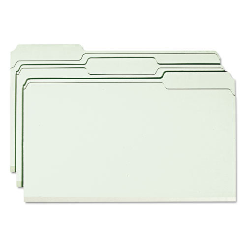 Expanding Recycled Heavy Pressboard Folders, 1/3-cut Tabs: Assorted, Legal Size, 2" Expansion, Gray-green, 25/box