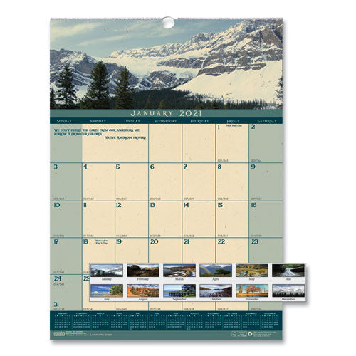 Earthscapes Recycled Monthly Wall Calendar, Color Landscape Photography, 12 X 16.5, White Sheets, 12-month (jan-dec): 2023