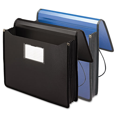 Poly Premium Wallets, 5.25" Expansion, 1 Section, Elastic Cord Closure, Letter Size, Navy Blue