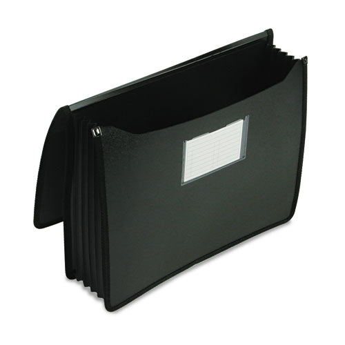 Poly Premium Wallets, 5.25" Expansion, 1 Section, Elastic Cord Closure, Letter Size, Navy Blue