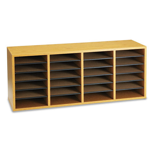 Wood/laminate Literature Sorter, 36 Compartments, 39.25 X 11.75 X 24, Gray
