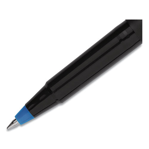 Roller Ball Pen, Stick, Fine 0.7 Mm, Blue Ink, Black Matte Barrel, Dozen