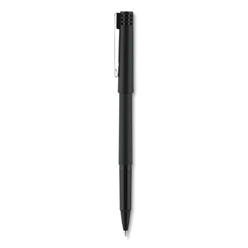 Roller Ball Pen, Stick, Fine 0.7 Mm, Black Ink, Black Matte Barrel, Dozen