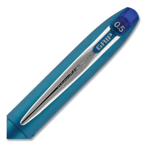 Grip Roller Ball Pen, Stick, Micro 0.5 Mm, Blue Ink, Blue Barrel, Dozen