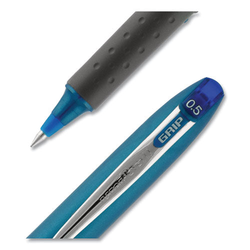 Grip Roller Ball Pen, Stick, Micro 0.5 Mm, Blue Ink, Blue Barrel, Dozen