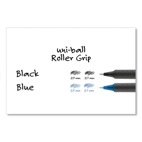 Grip Roller Ball Pen, Stick, Micro 0.5 Mm, Blue Ink, Blue Barrel, Dozen