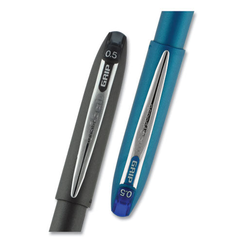 Grip Roller Ball Pen, Stick, Micro 0.5 Mm, Blue Ink, Blue Barrel, Dozen