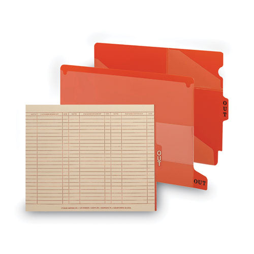 End Tab Poly Out Guides, Two-pocket Style, 1/3-cut End Tab, Out, 8.5 X 11, Red, 50/box