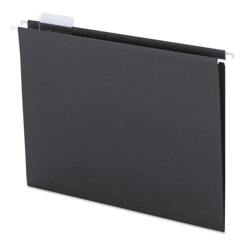 Colored Hanging File Folders With 1/5 Cut Tabs, Letter Size, 1/5-cut Tabs, Black, 25/box