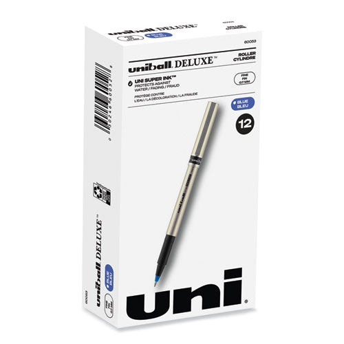 Deluxe Roller Ball Pen, Stick, Fine 0.7 Mm, Blue Ink, Champagne Barrel, Dozen