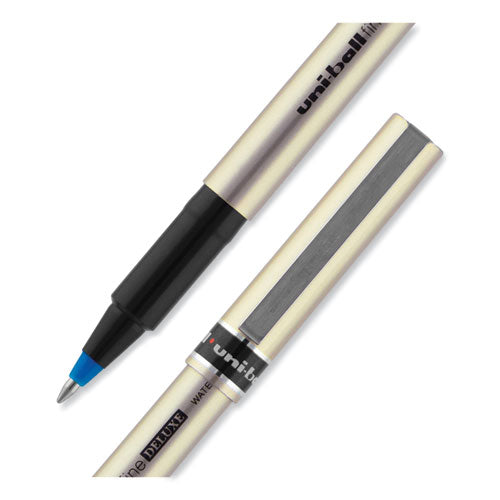 Deluxe Roller Ball Pen, Stick, Fine 0.7 Mm, Blue Ink, Champagne Barrel, Dozen