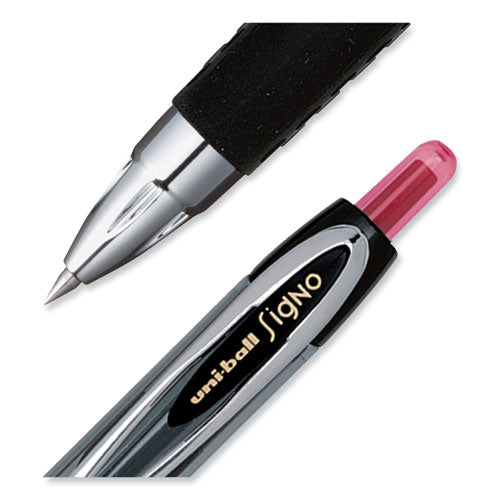 Signo 207 Gel Pen, Retractable, Micro 0.5 Mm, Red Ink, Smoke/black/red Barrel, Dozen