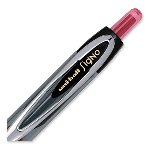 Signo 207 Gel Pen, Retractable, Micro 0.5 Mm, Red Ink, Smoke/black/red Barrel, Dozen