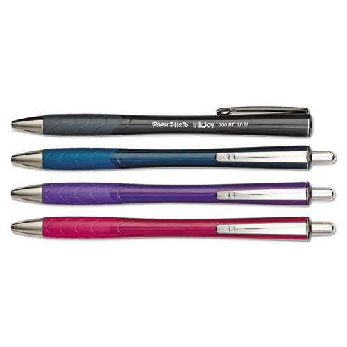 Inkjoy 700 Rt Ballpoint Pen, Retractable, Medium 1 Mm, Blue Ink, White/blue Barrel, Dozen