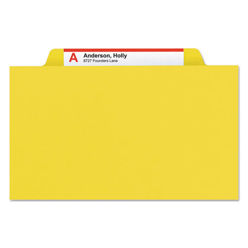 Four-section Pressboard Top Tab Classification Folders, Four Safeshield Fasteners, 1 Divider, Legal Size, Yellow, 10/box