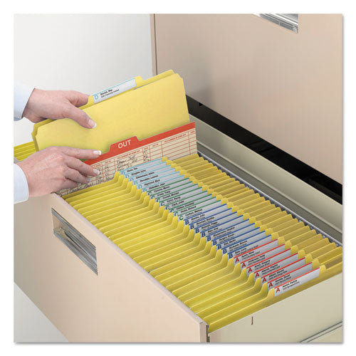 Four-section Pressboard Top Tab Classification Folders, Four Safeshield Fasteners, 1 Divider, Legal Size, Yellow, 10/box