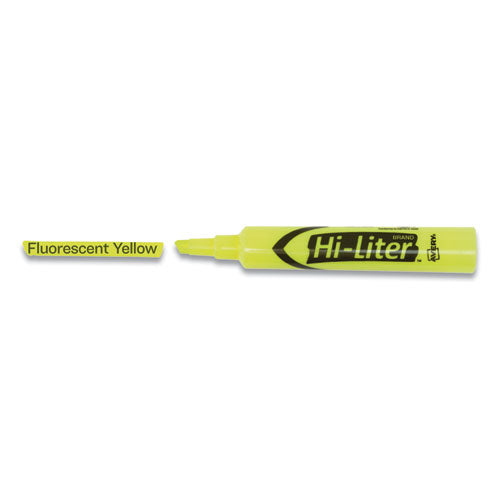 Hi-liter Desk-style Highlighters, Fluorescent Yellow Ink, Chisel Tip, Yellow/black Barrel, 200/box