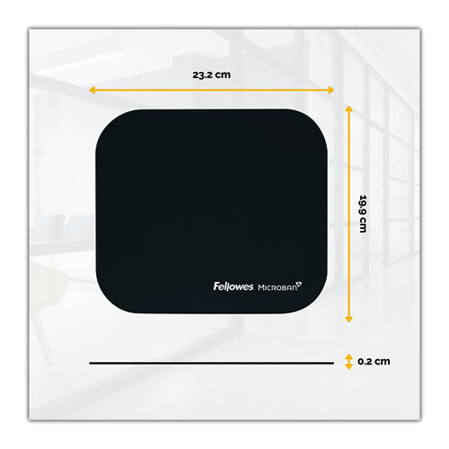 Mouse Pad With Microban Protection, 9 X 8, Black