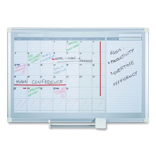 Magnetic Dry Erase Calendar Board, One Month, 36 X 24, White Surface, Silver Aluminum Frame