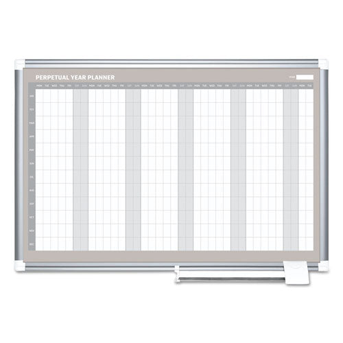 Magnetic Dry Erase Calendar Board, One Month, 36 X 24, White Surface, Silver Aluminum Frame