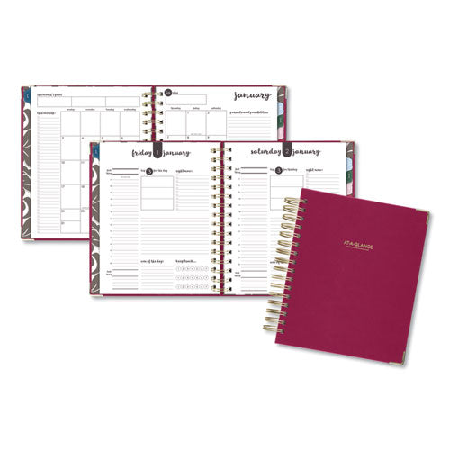 Harmony Daily Hardcover Planner, 8.75 X 7, Berry Cover, 12-month (jan To Dec): 2023