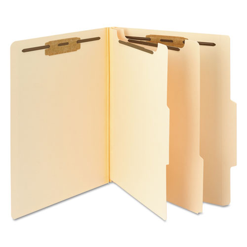 Six-section Top Tab Classification Folders, 2" Expansion, 2 Dividers, 6 Fasteners, Letter Size, Manila, 10/box