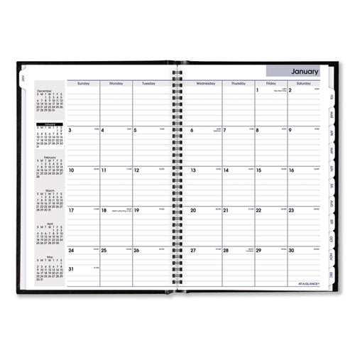 Dayminder Hard-cover Monthly Planner, Ruled Blocks, 11.78 X 5, Black Cover, 14-month (dec To Jan): 2022 To 2024