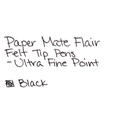 Flair Felt Tip Porous Point Pen, Stick, Extra-fine 0.4 Mm, Black Ink, Black Barrel, Dozen