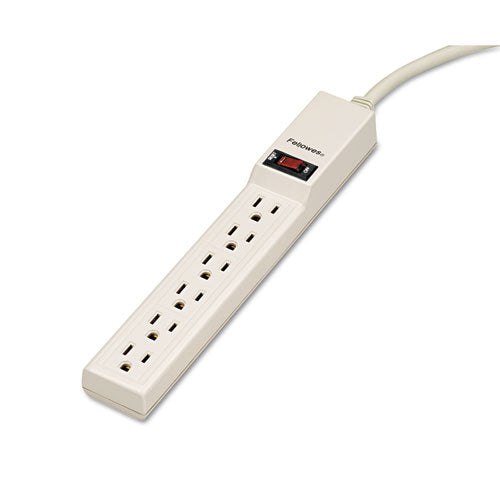 Power Strip, 6 Outlets, 4 Ft Cord, Platinum