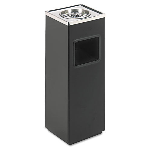 Square Ash 'n' Trash Sandless Urn, 3 Gal, Stainless Steel, Black