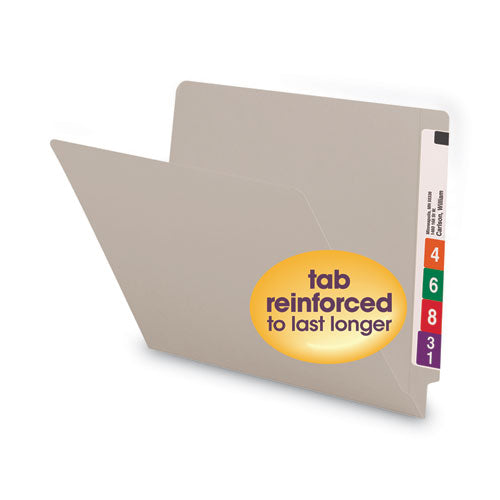 Shelf-master Reinforced End Tab Colored Folders, Straight Tabs, Letter Size, 0.75" Expansion, Gray, 100/box