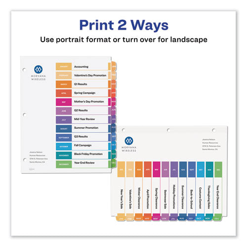 Customizable Toc Ready Index Multicolor Tab Dividers, 12-tab, Jan. To Dec., 11 X 8.5, White, Traditional Color Tabs, 1 Set