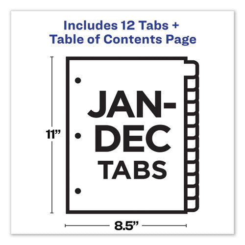 Customizable Toc Ready Index Multicolor Tab Dividers, 12-tab, Jan. To Dec., 11 X 8.5, White, Traditional Color Tabs, 1 Set