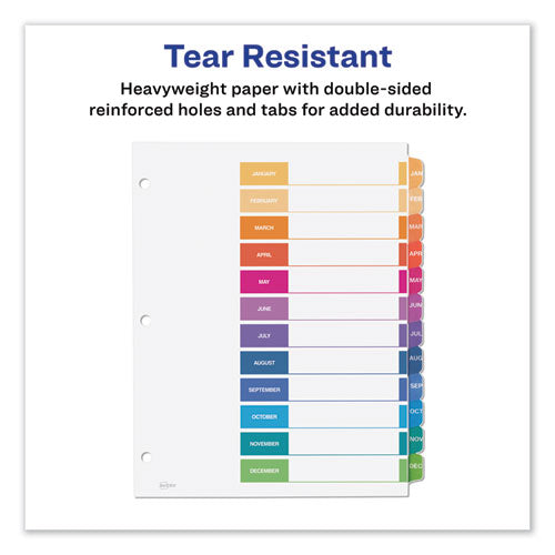 Customizable Toc Ready Index Multicolor Tab Dividers, 12-tab, Jan. To Dec., 11 X 8.5, White, Traditional Color Tabs, 1 Set