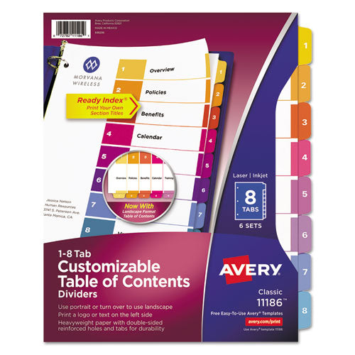 Customizable Toc Ready Index Multicolor Tab Dividers, 12-tab, Jan. To Dec., 11 X 8.5, White, Traditional Color Tabs, 1 Set