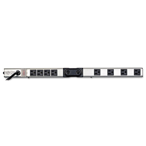 Vertical Power Strip, 12 Outlets, 15 Ft Cord, Silver