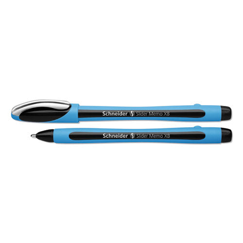 Slider Memo Xb Ballpoint Pen, Stick, Extra-bold 1.4 Mm, Black Ink, Black/light Blue Barrel, 10/box