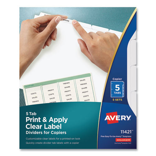 Print And Apply Index Maker Clear Label Dividers, Copiers, 8-tab, 11 X 8.5, White, 5 Sets