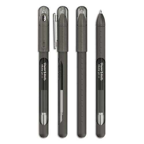 Inkjoy Gel Pen, Stick, Medium 0.7 Mm, Black Ink, Black Barrel, Dozen