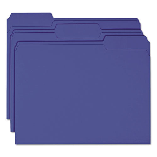 Colored File Folders, 1/3-cut Tabs: Assorted, Letter Size, 0.75" Expansion, Navy Blue, 100/box
