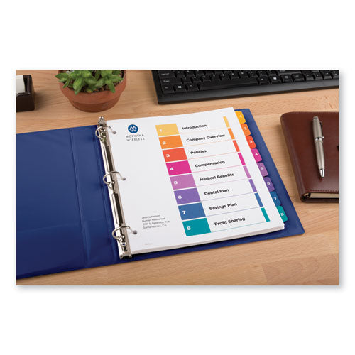 Customizable Toc Ready Index Multicolor Tab Dividers, Extra Wide Tabs, 8-tab, 1 To 8, 11 X 9.25, White, 1 Set