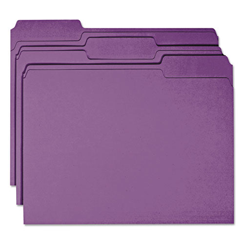 Colored File Folders, 1/3-cut Tabs: Assorted, Letter Size, 0.75" Expansion, Purple, 100/box
