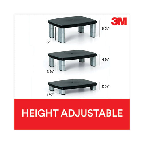 Adjustable Height Monitor Stand, 15" X 12" X 2.63" To 5.78", Black/silver, Supports 80 Lbs