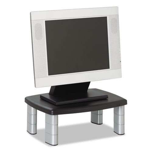 Adjustable Height Monitor Stand, 15" X 12" X 2.63" To 5.78", Black/silver, Supports 80 Lbs