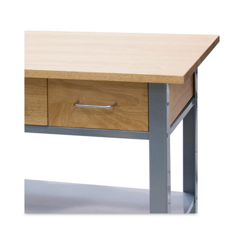 Countertop Serving Cart, Wood, 3 Shelves, 3 Drawers, 35.5" X 19.75" X 34.25", Oak/gray