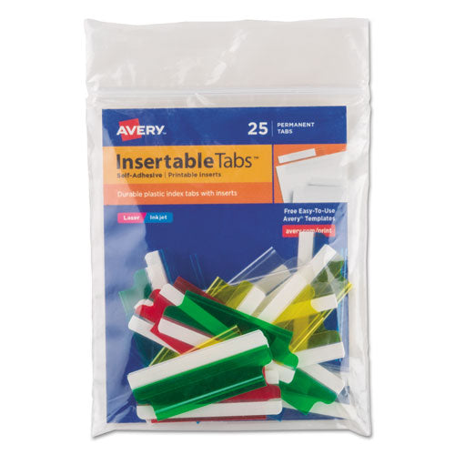 Insertable Index Tabs With Printable Inserts, 1/5-cut, Clear, 1.5" Wide, 25/pack