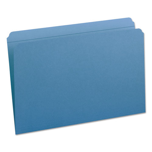 Reinforced Top Tab Colored File Folders, Straight Tabs, Legal Size, 0.75" Expansion, Blue, 100/box